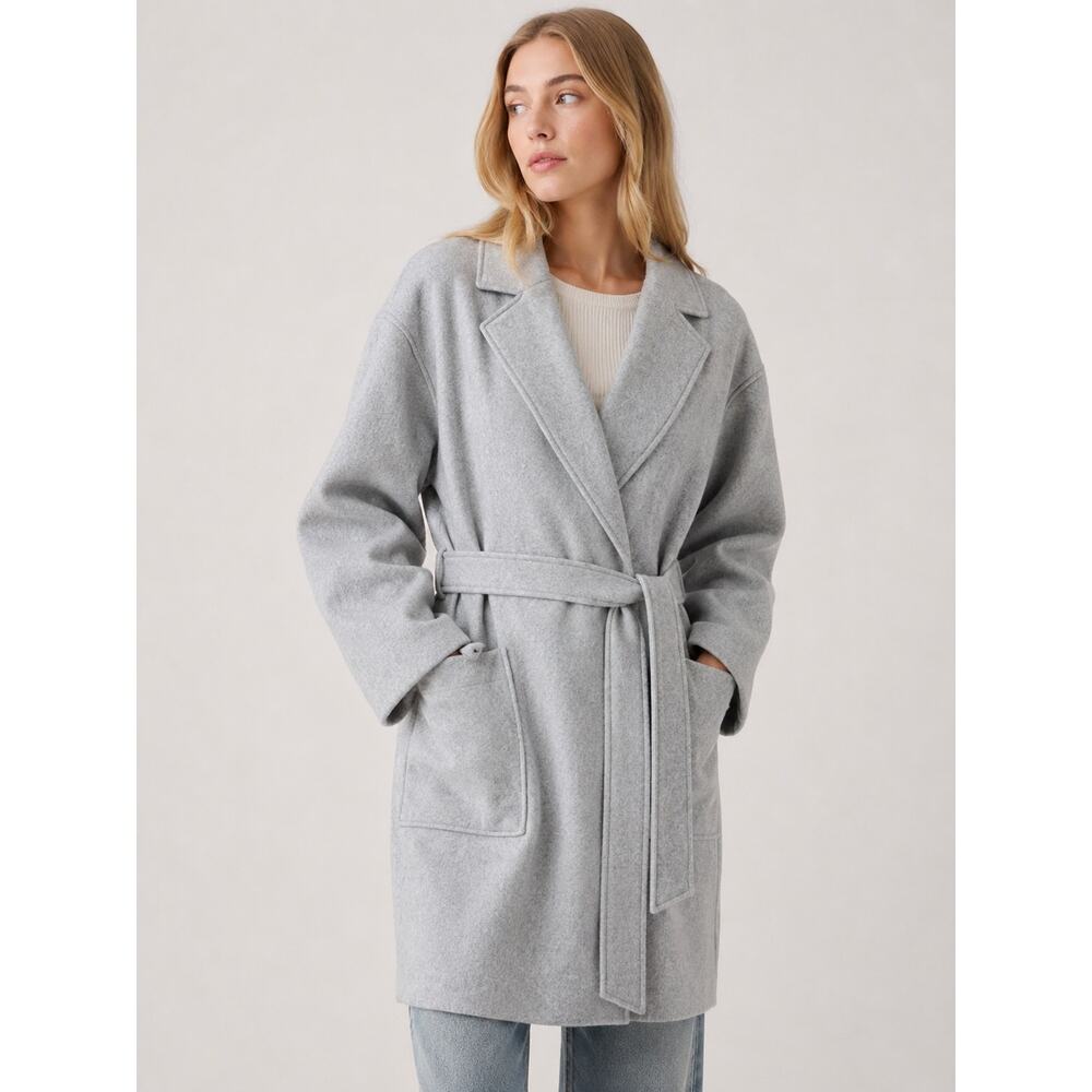 GAP Relaxed Wrap Coat in Light Heather Gray – XL
